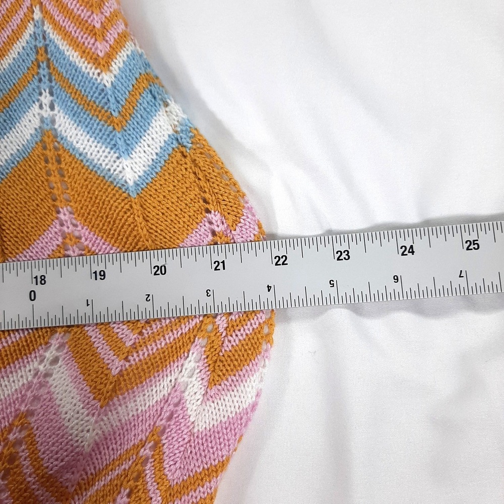 Petal + Pup Chevron Knit Sleeveless Maxi Dress Pink Yellow Blue US 0 Boho - Picture 7 of 10